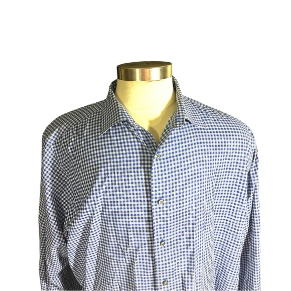 Cremieux 38 Classics Men Blue & White Gingham Long Sleeve Button Up Shirt Sz XXL - Picture 3 of 16